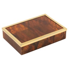 Caja de Mitad de Siglo en Faux Tortoiseshell Lucite Estilo Christian Dior, Italia Años 70