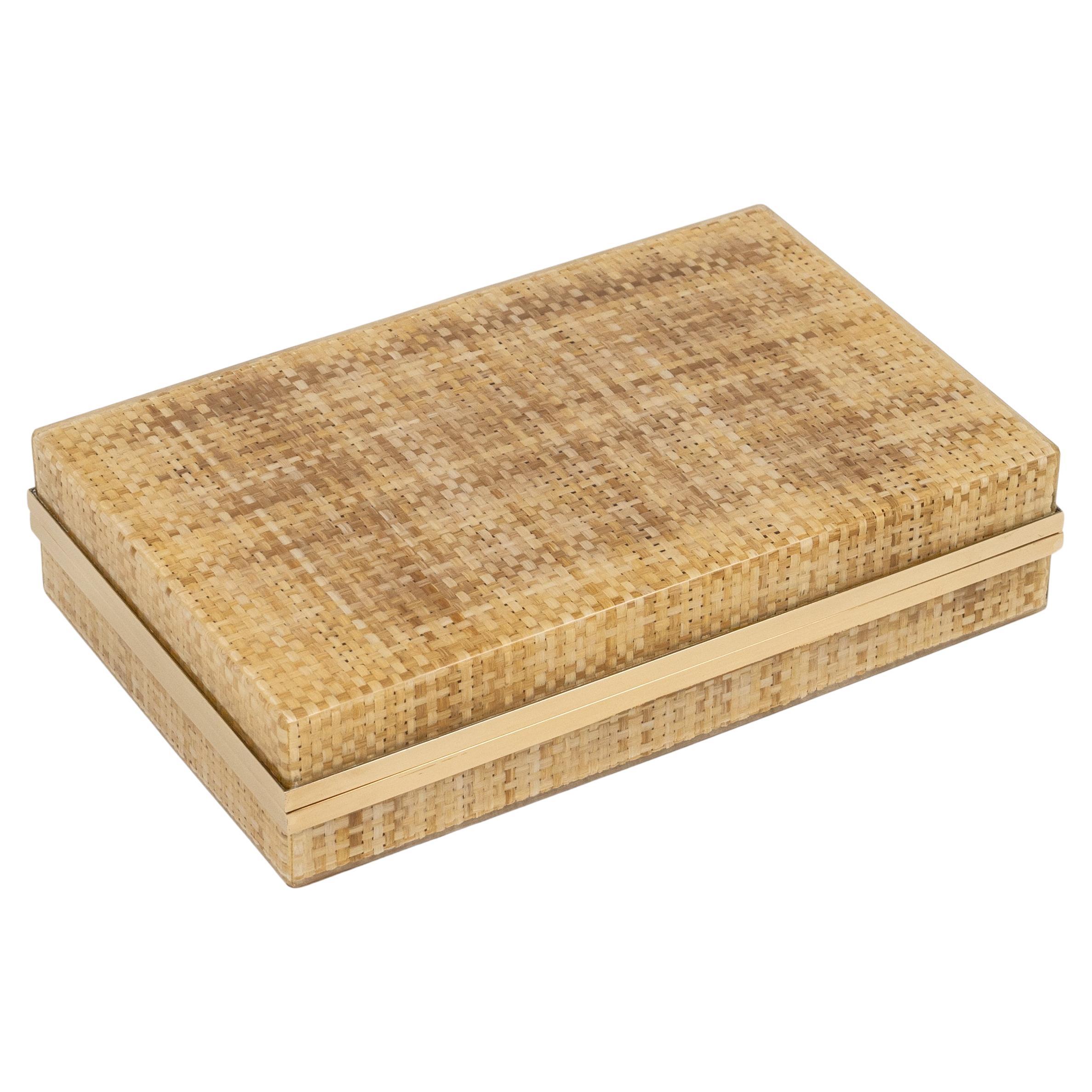 Midcentury Box aus Lucite, Weide und Messing im Stil von Christian Dior, Italien 1970er im Angebot 10