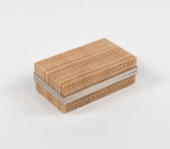 Midcentury Box aus Lucite, Weide und Chrom im Stil von Christian Dior, Italien 1970er