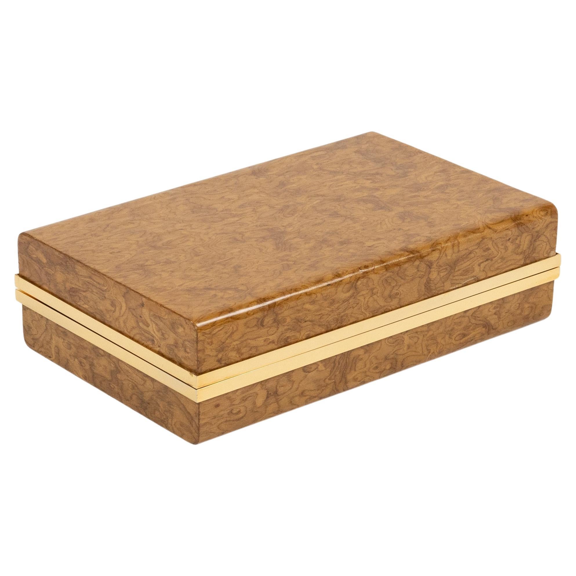 Midcentury Box in Wood, Brass and Steel Tommaso Barbi Style, Italy 1970s