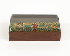 Midcentury Box Wood and Art Glass by Erwin Burger for Fontana Arte, Italy 1950s