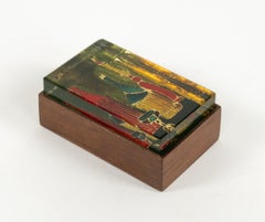 Midcentury Box Wood and Art Glass by Erwin Burger for Fontana Arte, Italy 1950s