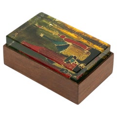 Midcentury Box Wood and Art Glass by Erwin Burger for Fontana Arte, Italy 1950s