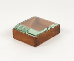 Boîte en bois et verre du milieu du siècle, Pietro Chiesa pour Fontana Arte, Italie, années 1950