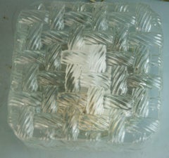 Italian Mid-Century Braided Art Glass Flush Mount Light, 1970s Design
