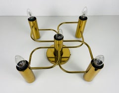 Midcentury Brass 5-Arm Flush Mount by Leola, 1960s