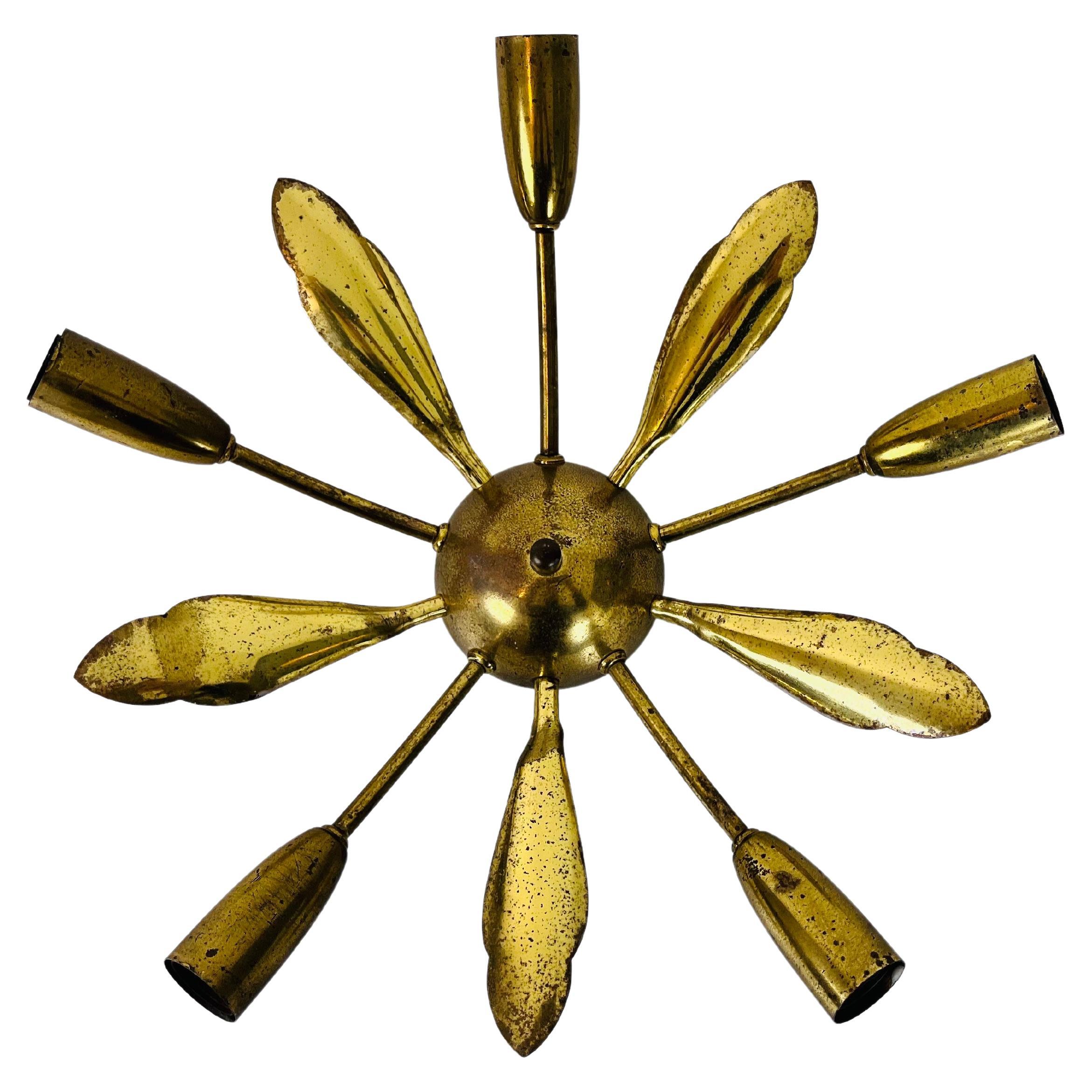 Midcentury Brass 5-Arm Sputnik Chandelier, 1960s