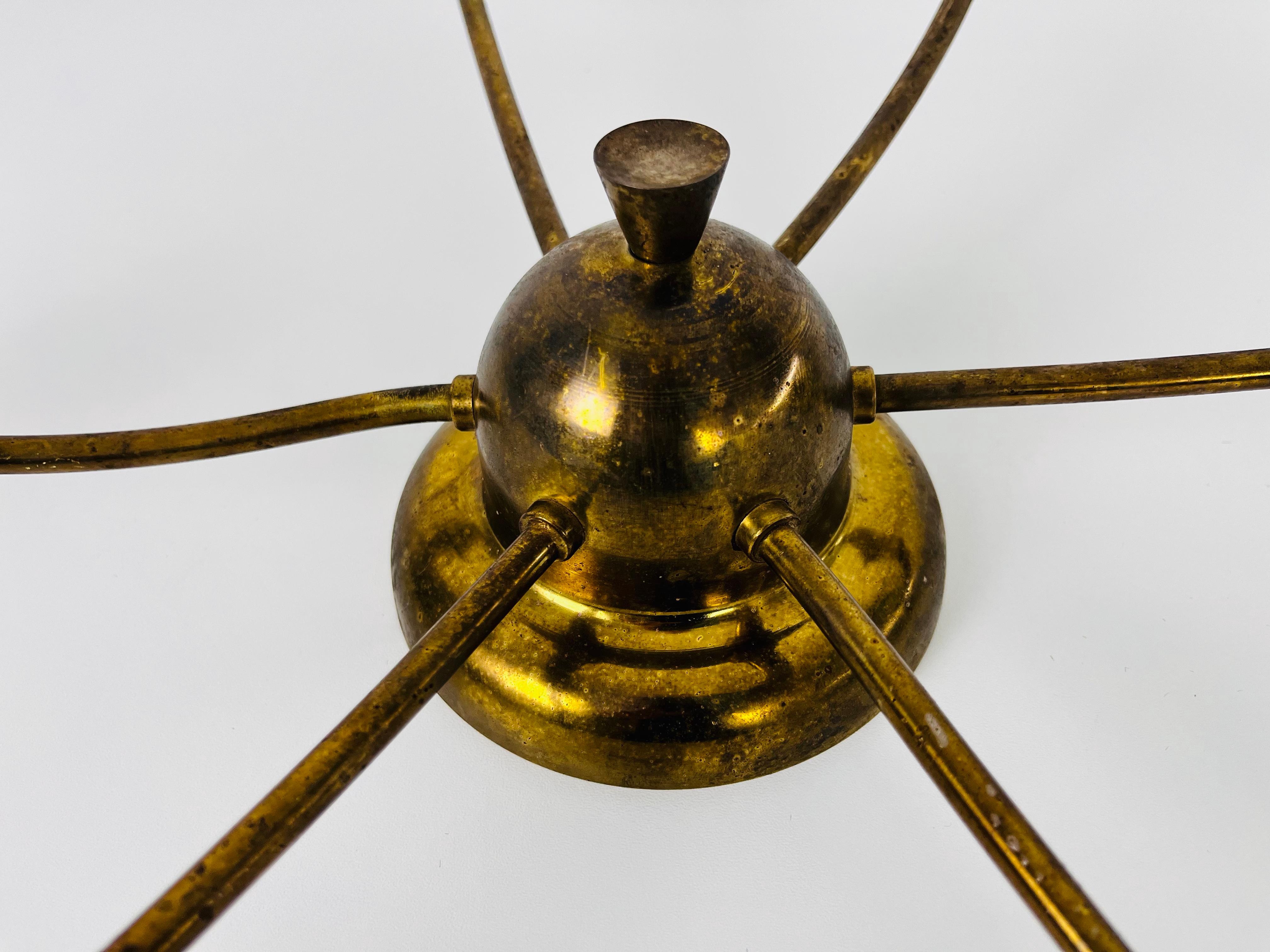 Midcentury Brass 6-Arm Sputnik Chandelier, 1960s For Sale 1