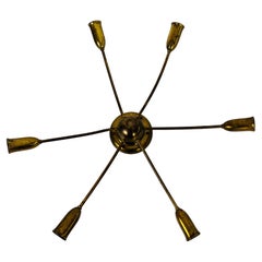 Vintage Midcentury Brass 6-Arm Sputnik Chandelier, 1960s