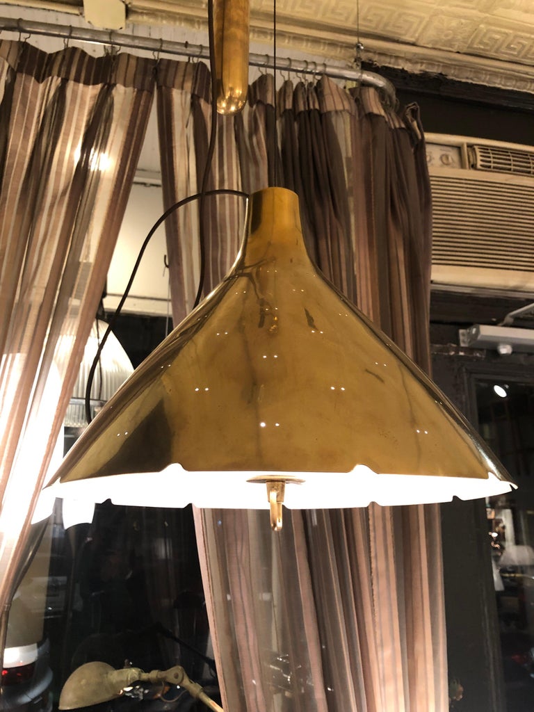 midcentury brass adjustable counterweight pulley pendant counterweight ceiling light
