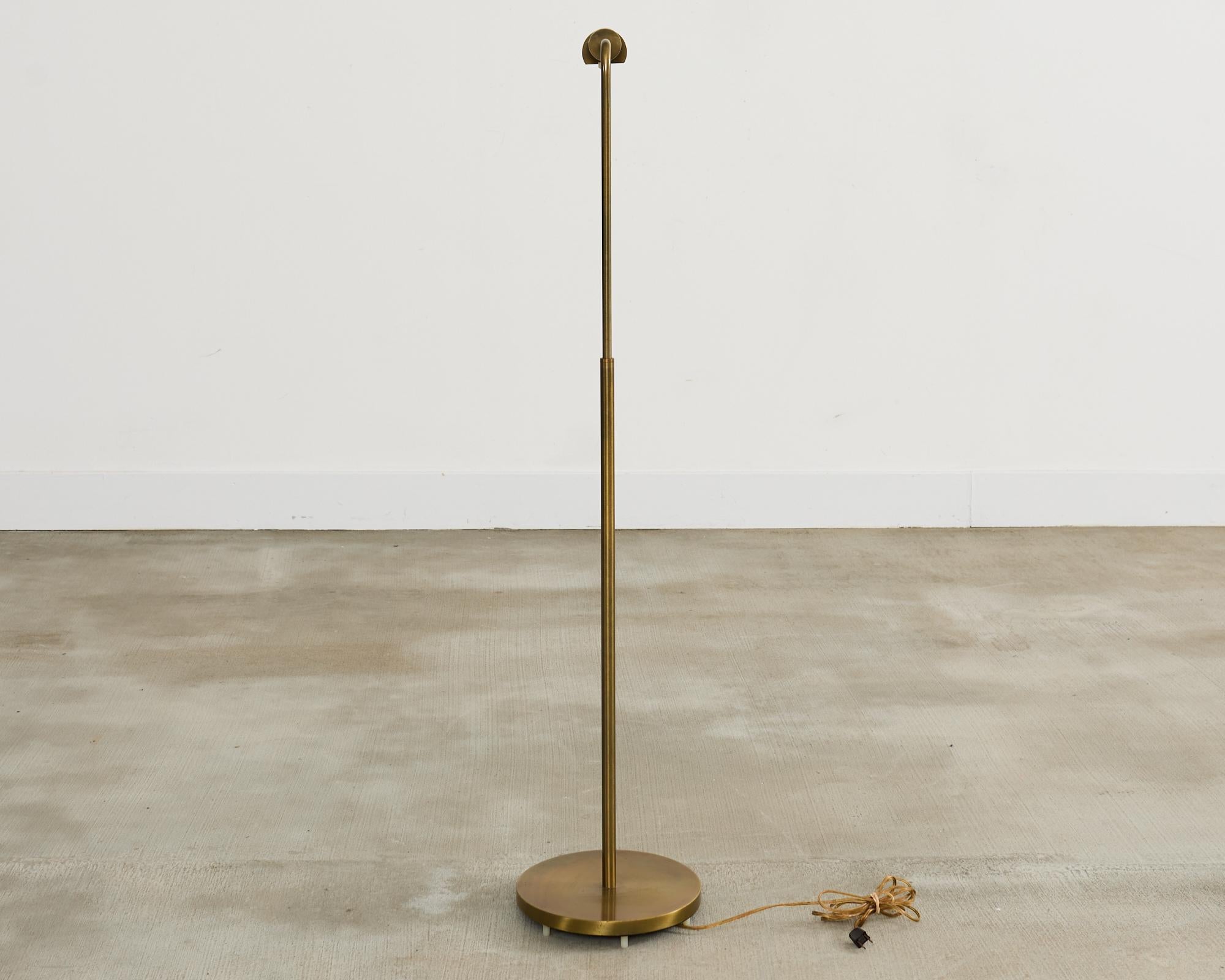 Midcentury Brass Adjustable Pharmacy Floor Lamp by Casella 7