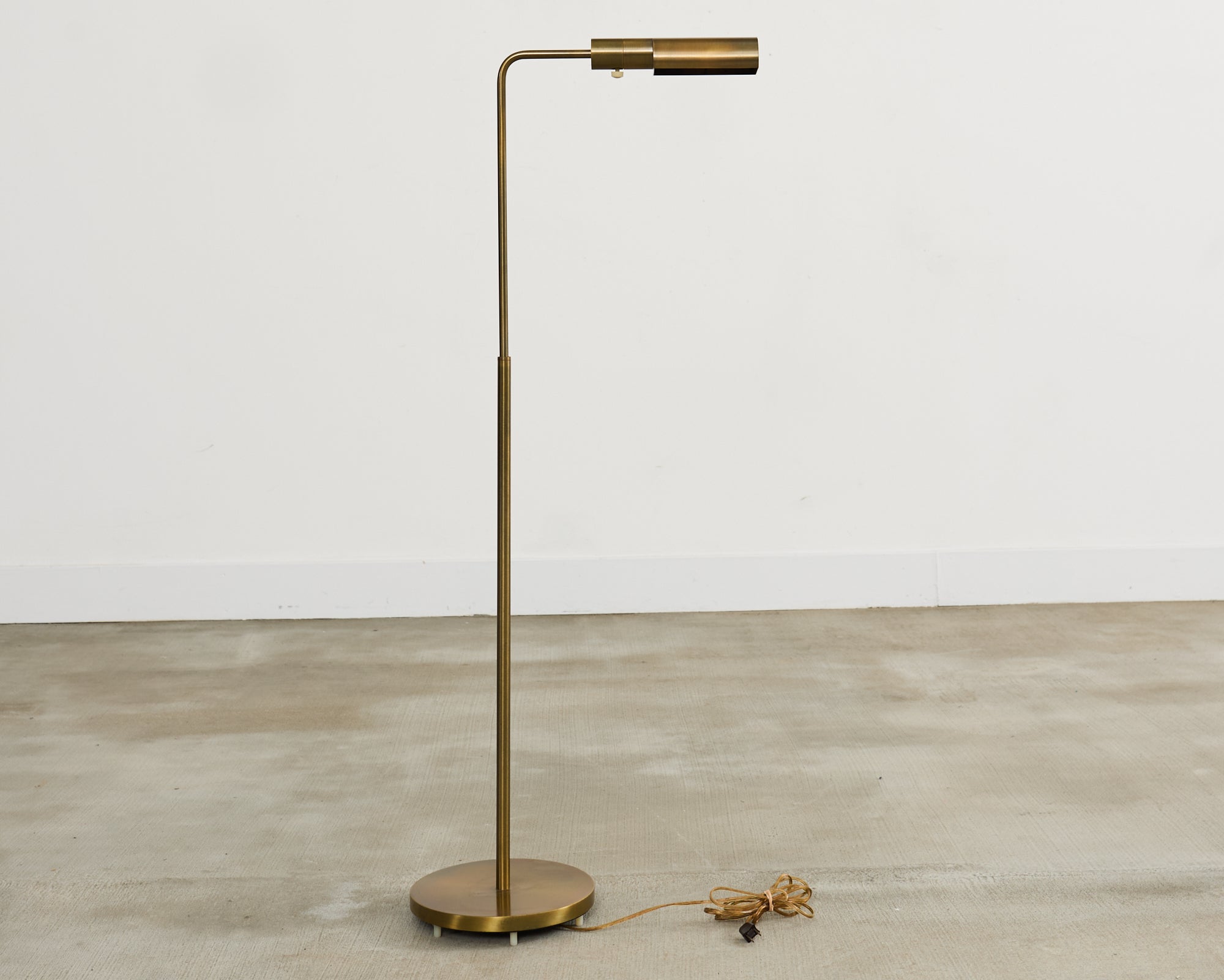Midcentury Brass Adjustable Pharmacy Floor Lamp by Casella For Sale at ...