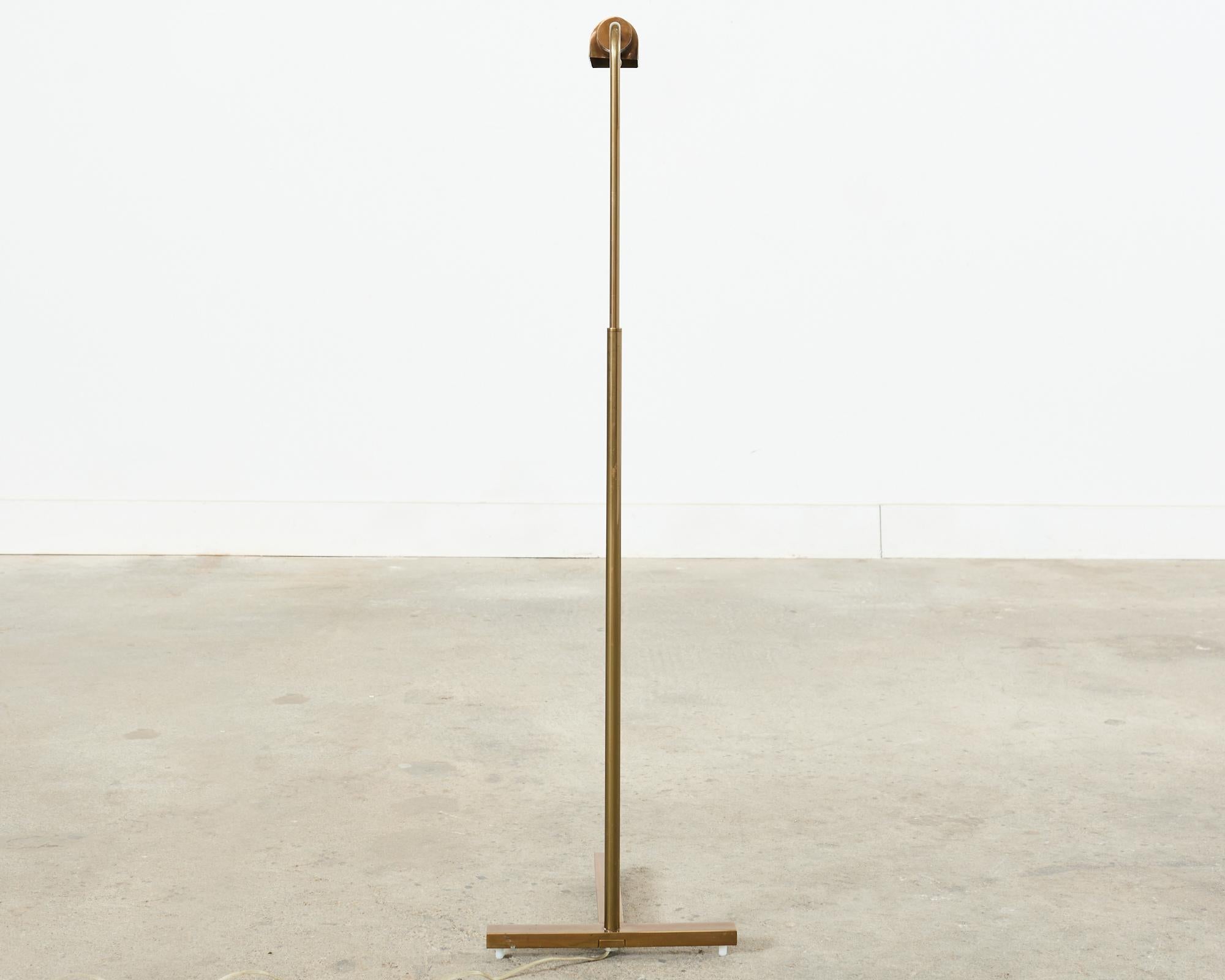 Midcentury Brass Adjustable Pharmacy Floor Lamp Casella Attributed 5