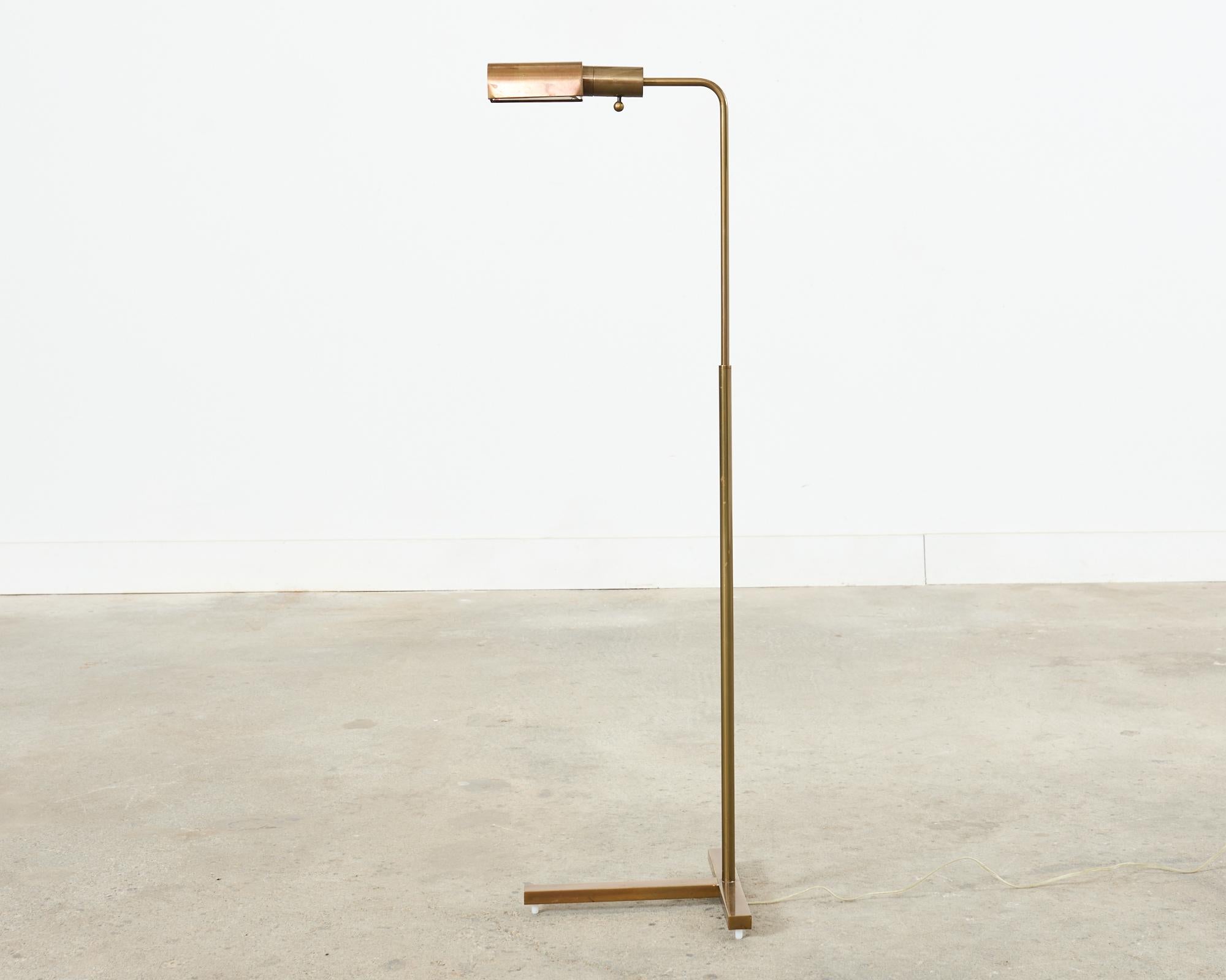 Midcentury Brass Adjustable Pharmacy Floor Lamp Casella Attributed For Sale 9