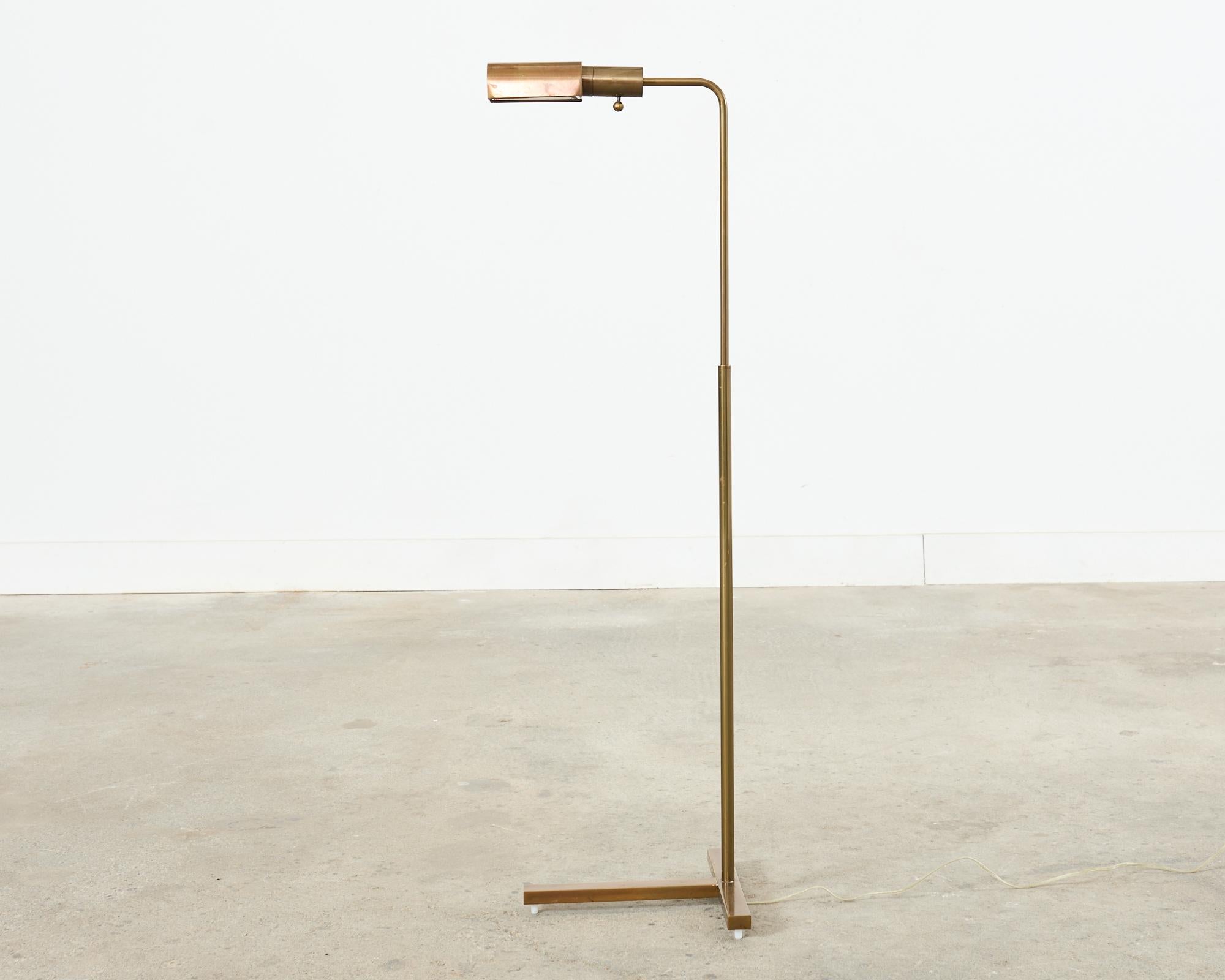 Midcentury Brass Adjustable Pharmacy Floor Lamp Casella Attributed 9