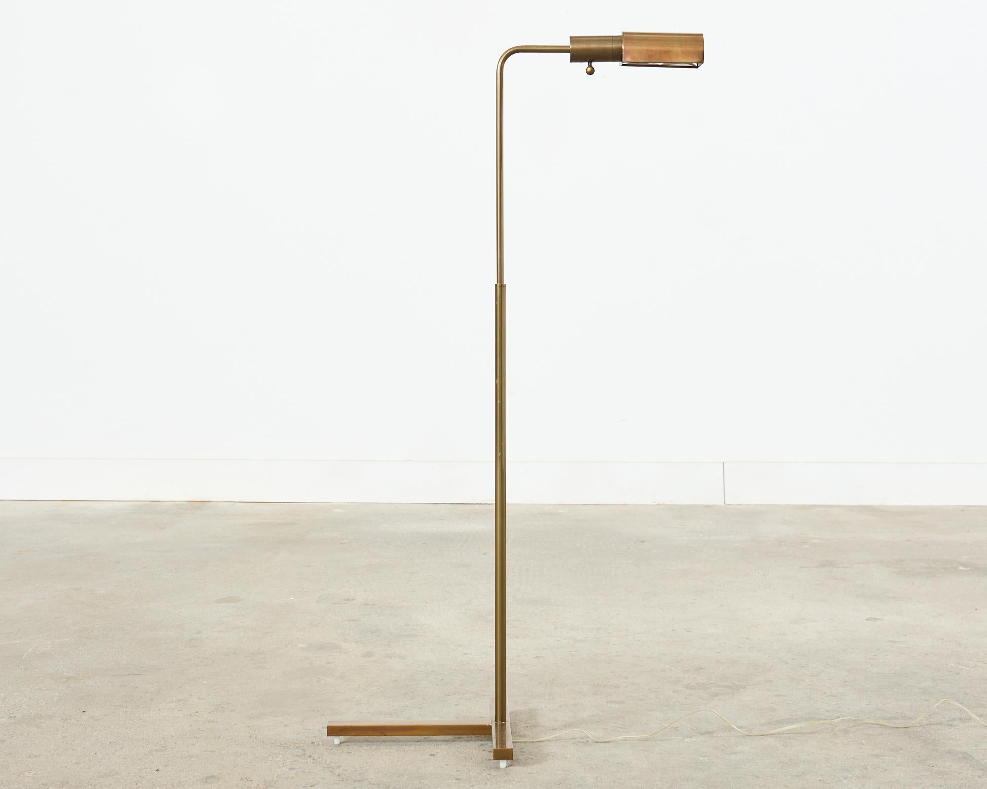 Mid-Century Modern Midcentury Brass Adjustable Pharmacy Floor Lamp Casella Attributed For Sale