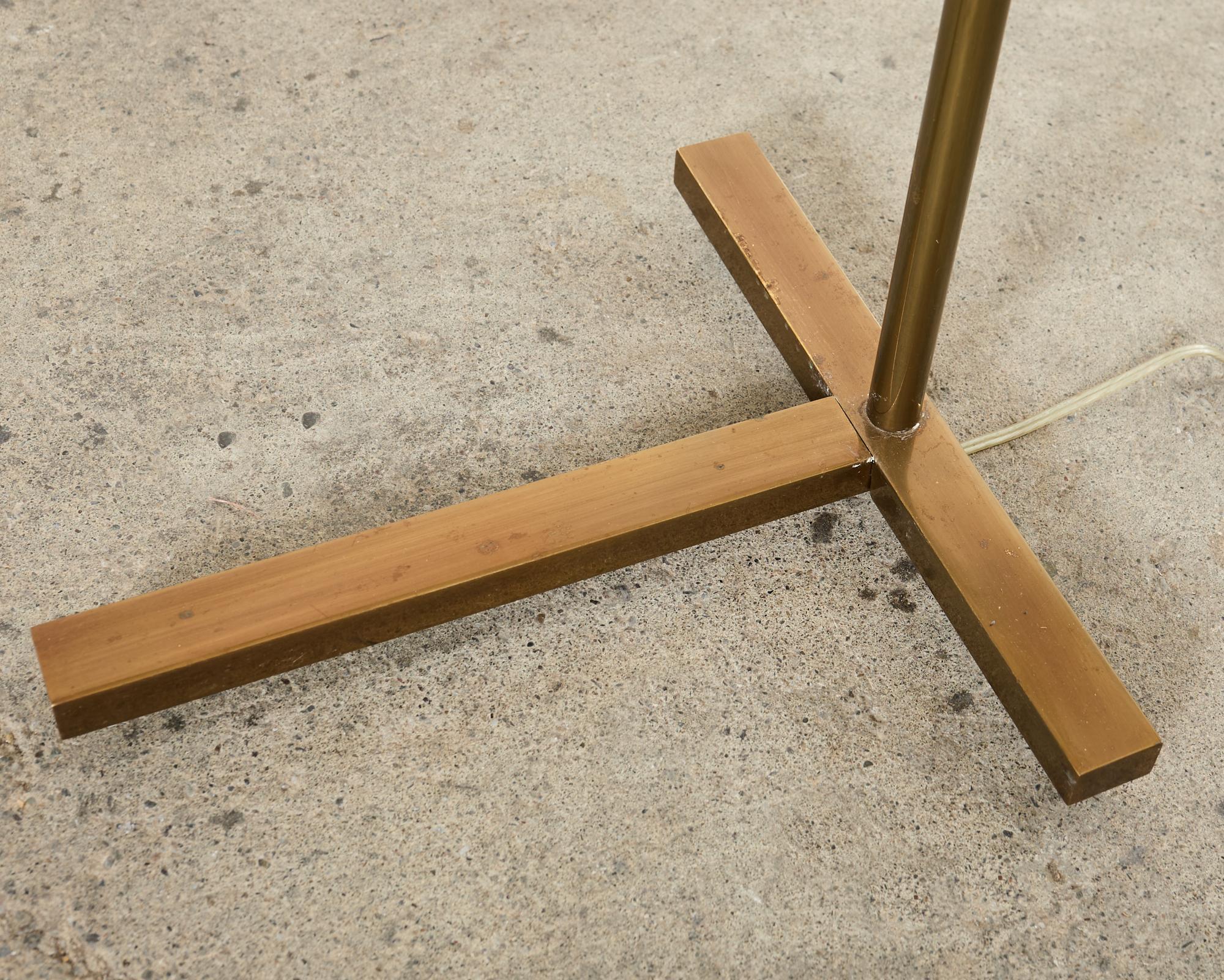 Midcentury Brass Adjustable Pharmacy Floor Lamp Casella Attributed 1
