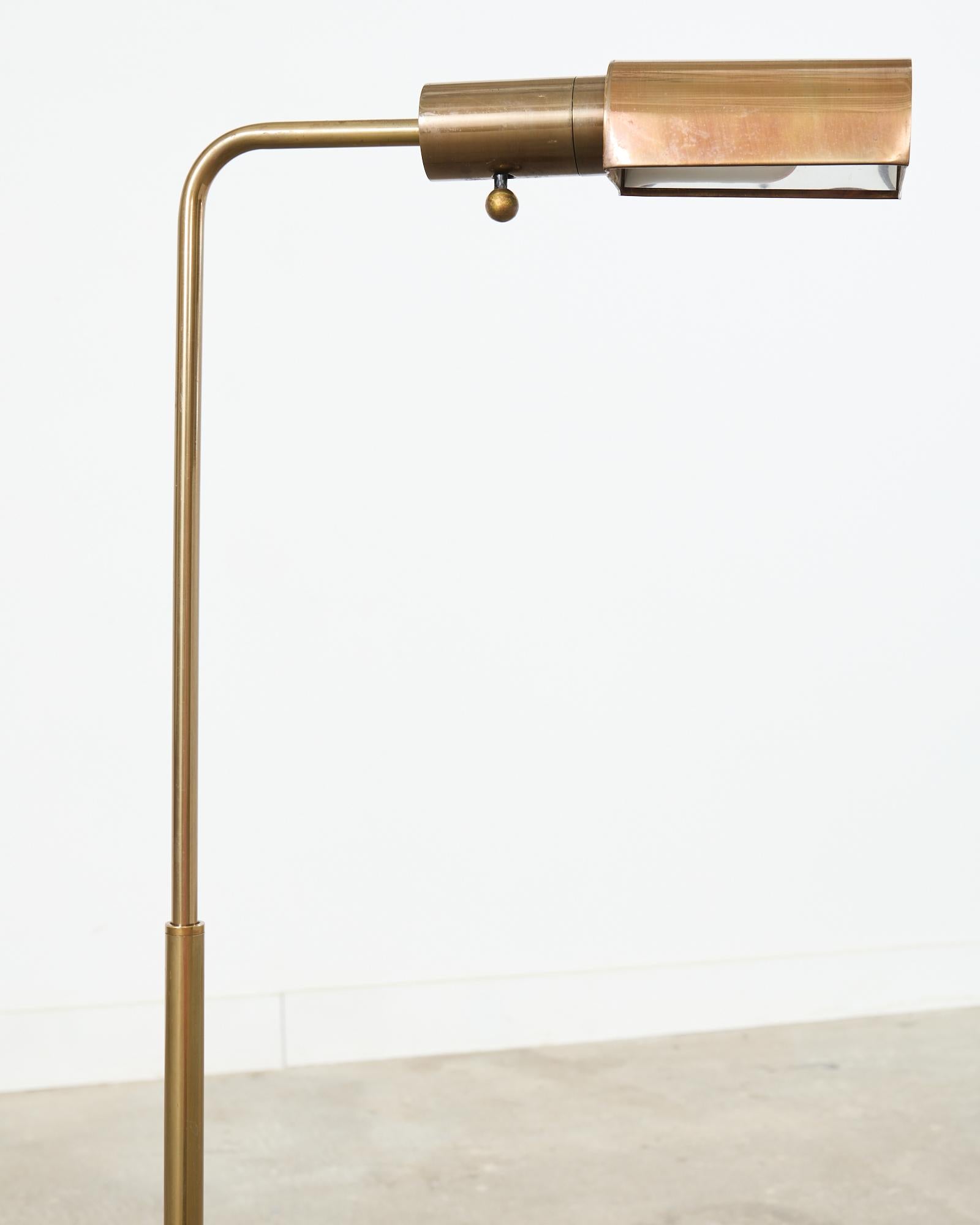 Midcentury Brass Adjustable Pharmacy Floor Lamp Casella Attributed 2