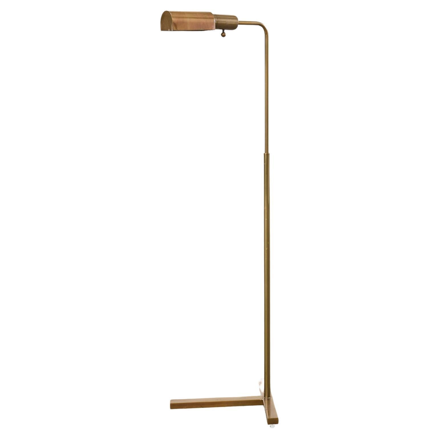 Midcentury Brass Adjustable Pharmacy Floor Lamp Casella Attributed For Sale