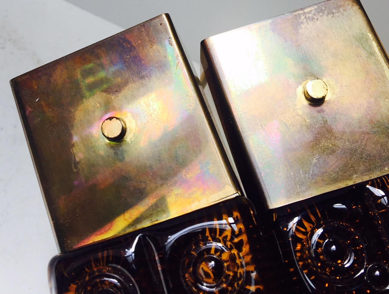 Midcentury Brass and Amber Glass Sconces by HAGS, Austria, Vienna, 1950s In Good Condition For Sale In Esbjerg, DK