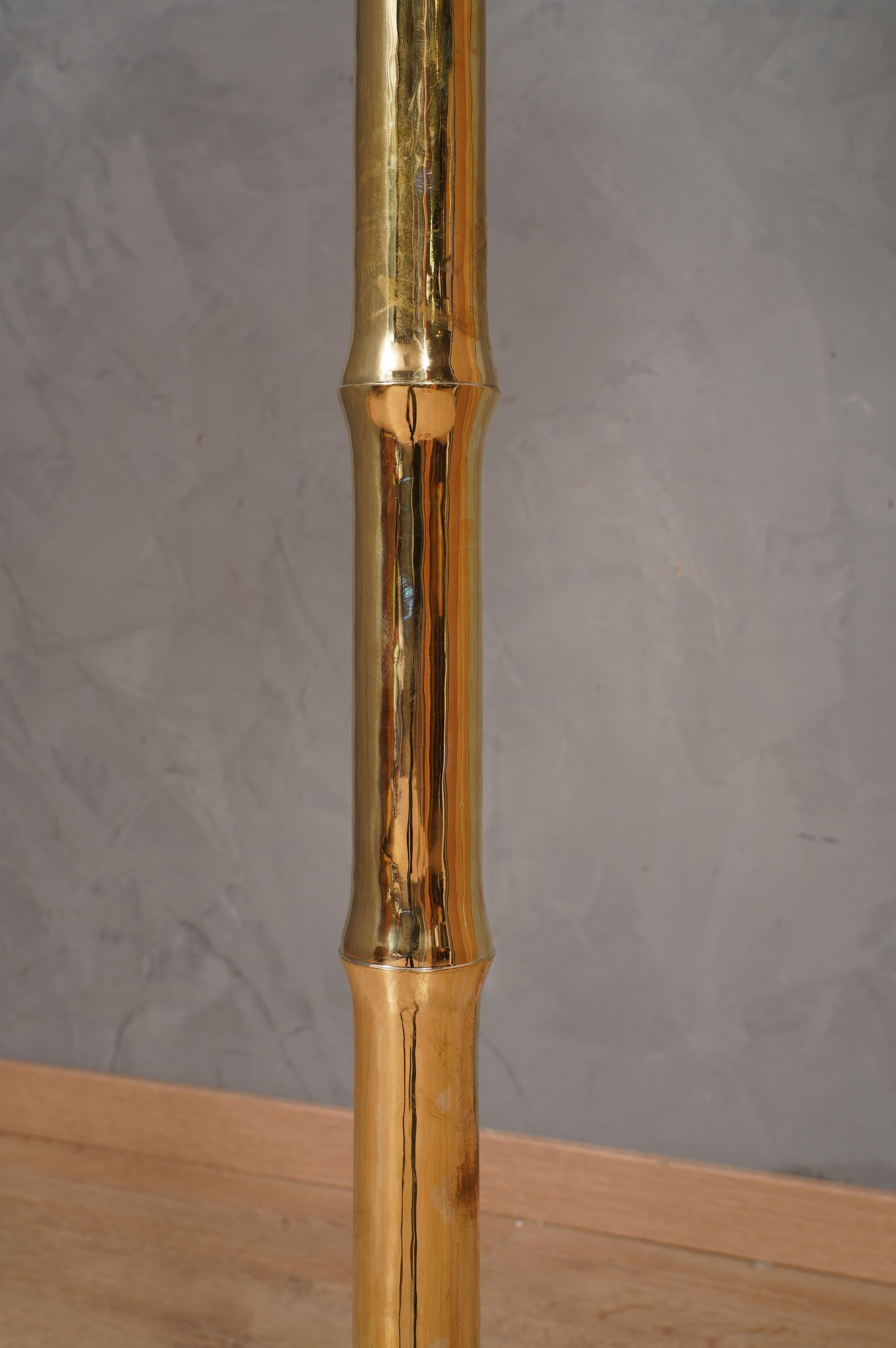Italian MidCentury Brass and Bamboo Floor Lamp, 1990 For Sale