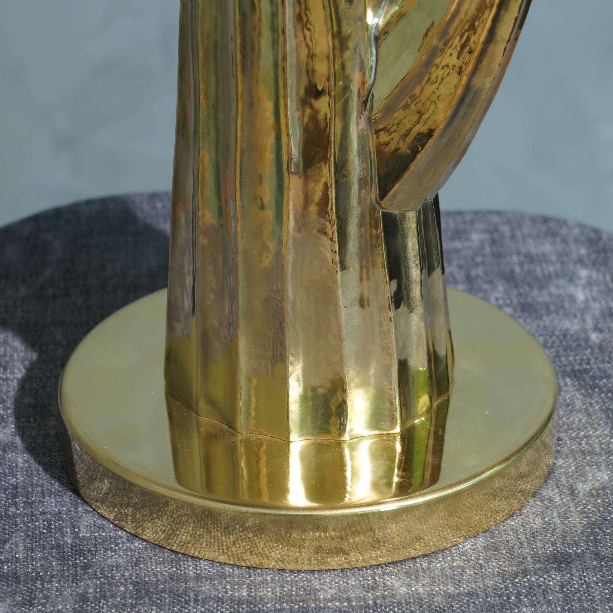 MidCentury Brass and Bamboo Italian Table Lamp, 1980 In Good Condition In Rome, IT