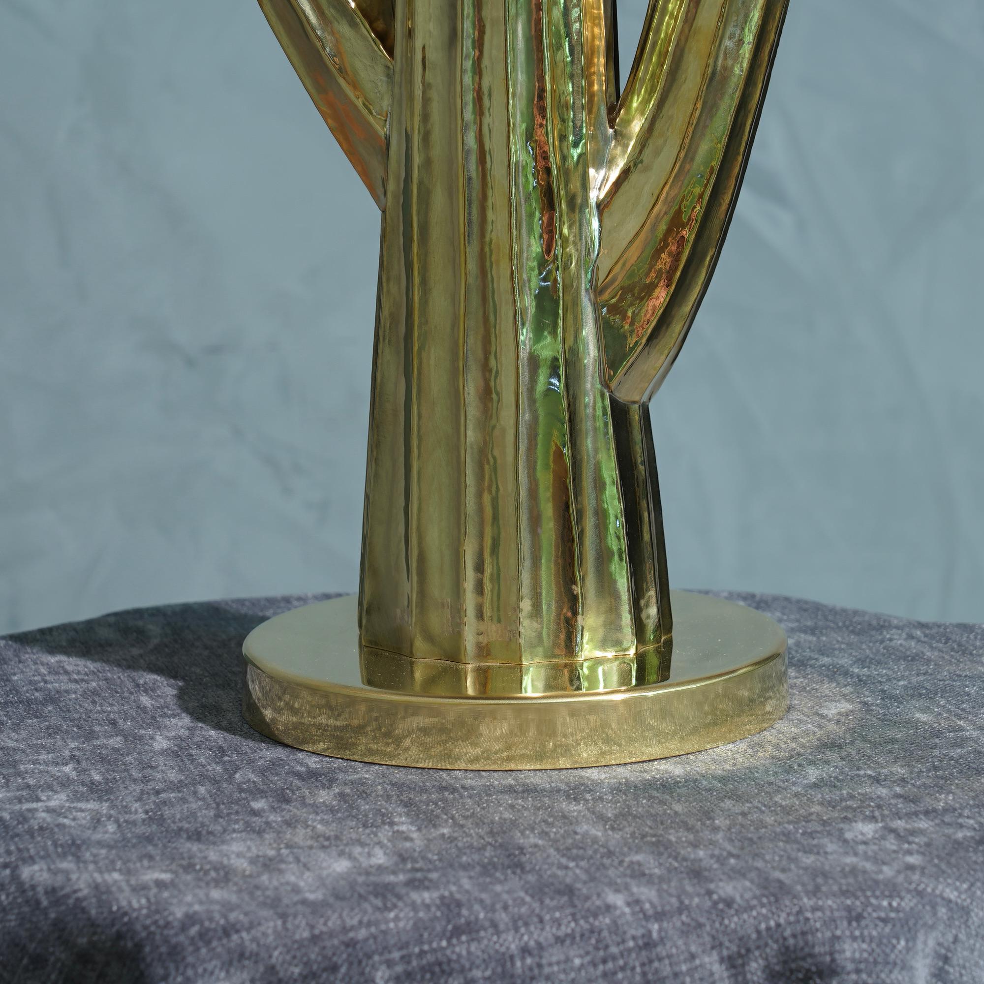 MidCentury Brass and Bamboo Italian Table Lamp, 1980 4