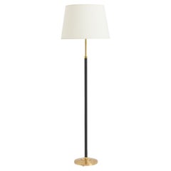 Midcentury Brass and Black Floor Lamp