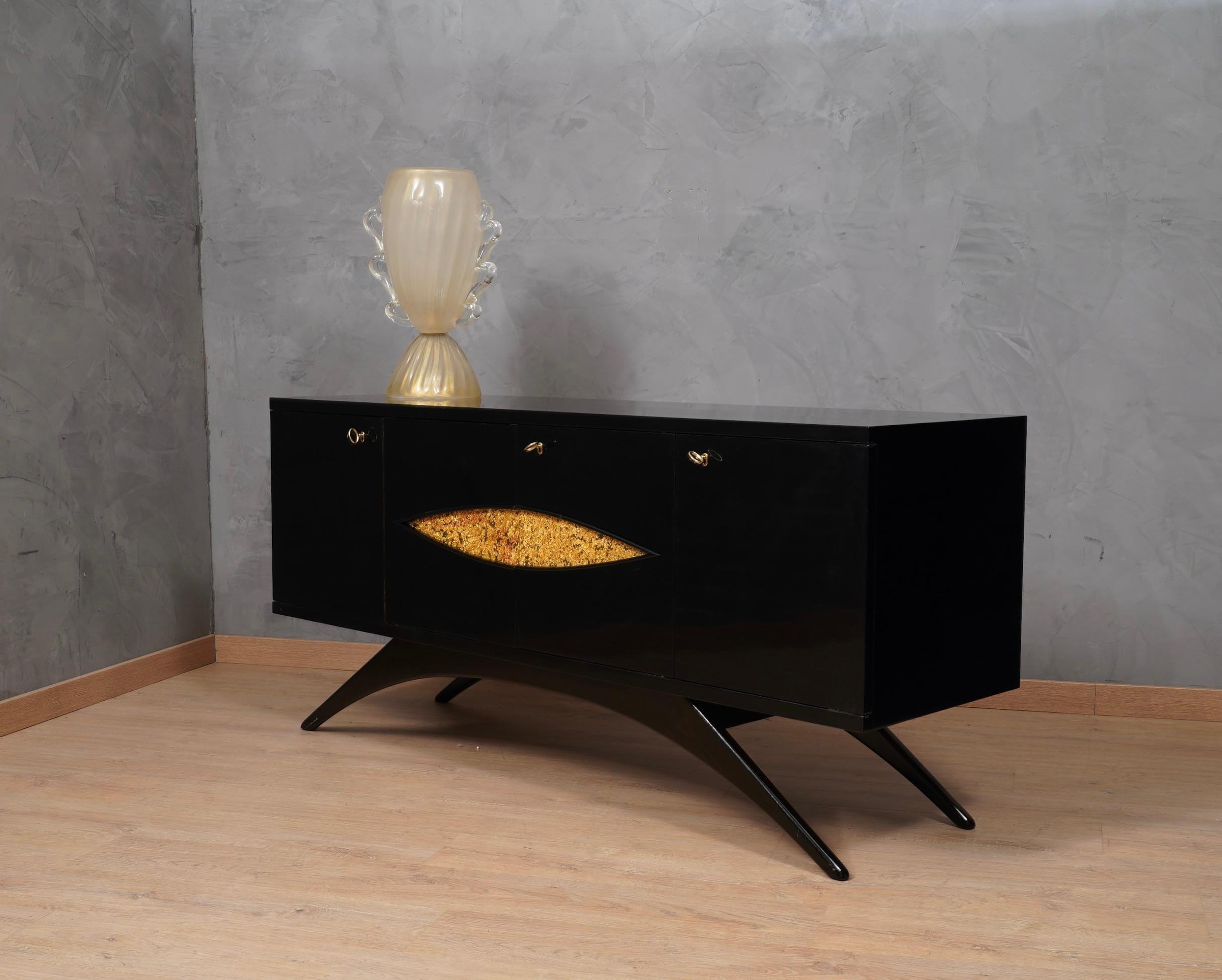 Wonderful Italian sideboards of the midcentury, precious in its processing. This sideboards has a very luxurious appearance, due the use of not common materials and the design, in characteristic Italian style of Paolo Buffa, Vittorio Dassi and