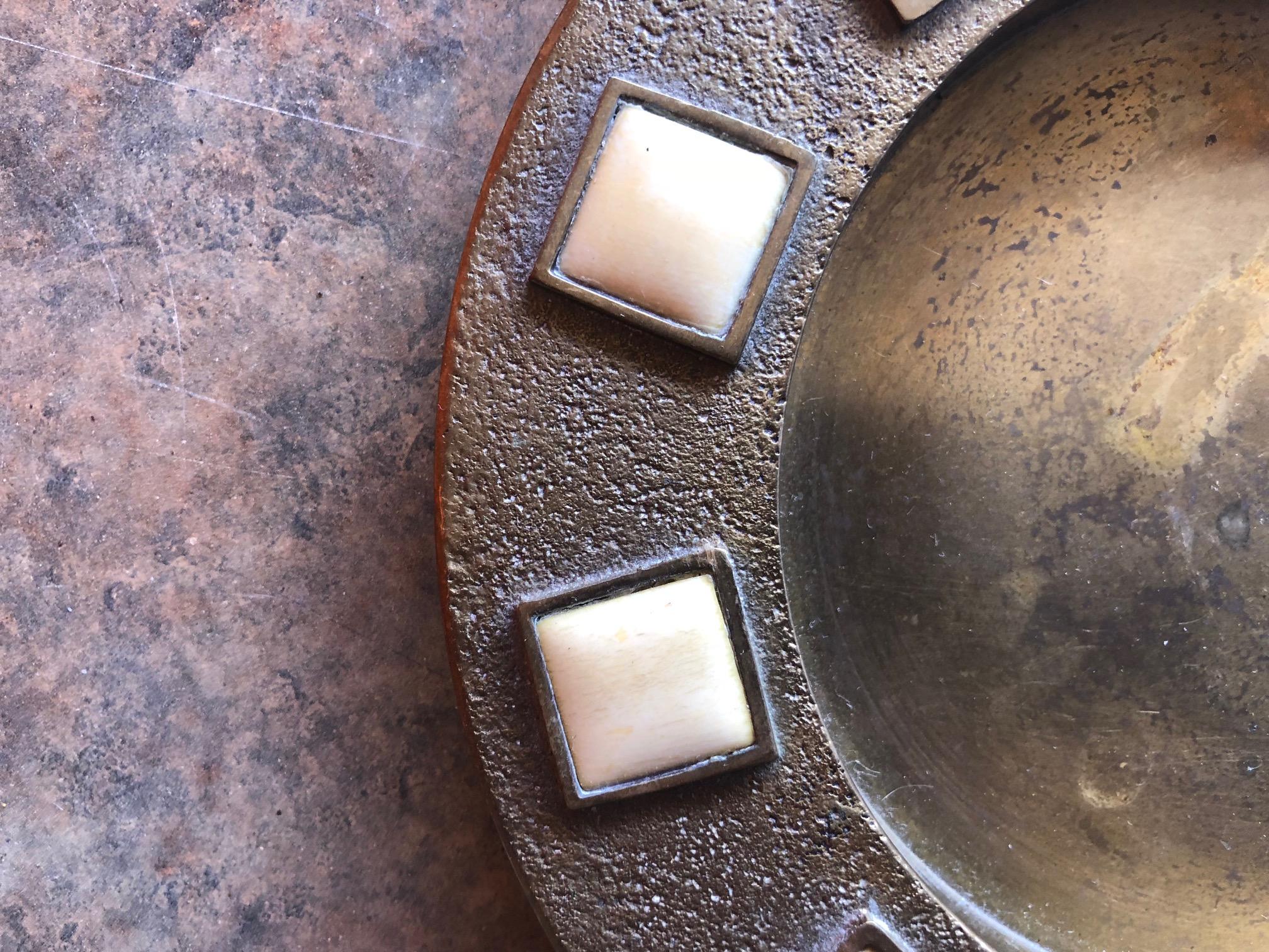 Mid-Century Modern Midcentury Brass and Bone Dish / Ashtray For Sale