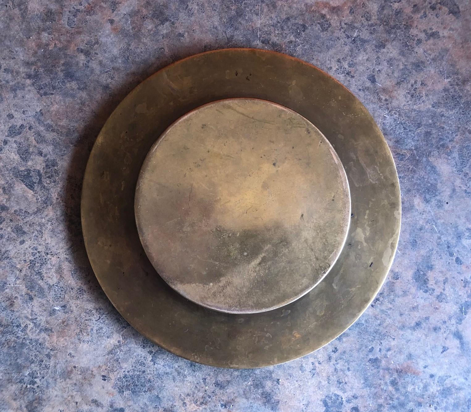 American Midcentury Brass and Bone Dish / Ashtray For Sale
