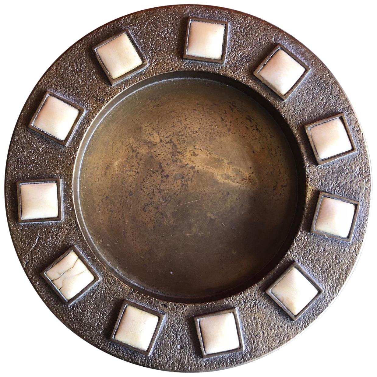 Midcentury Brass and Bone Dish / Ashtray For Sale