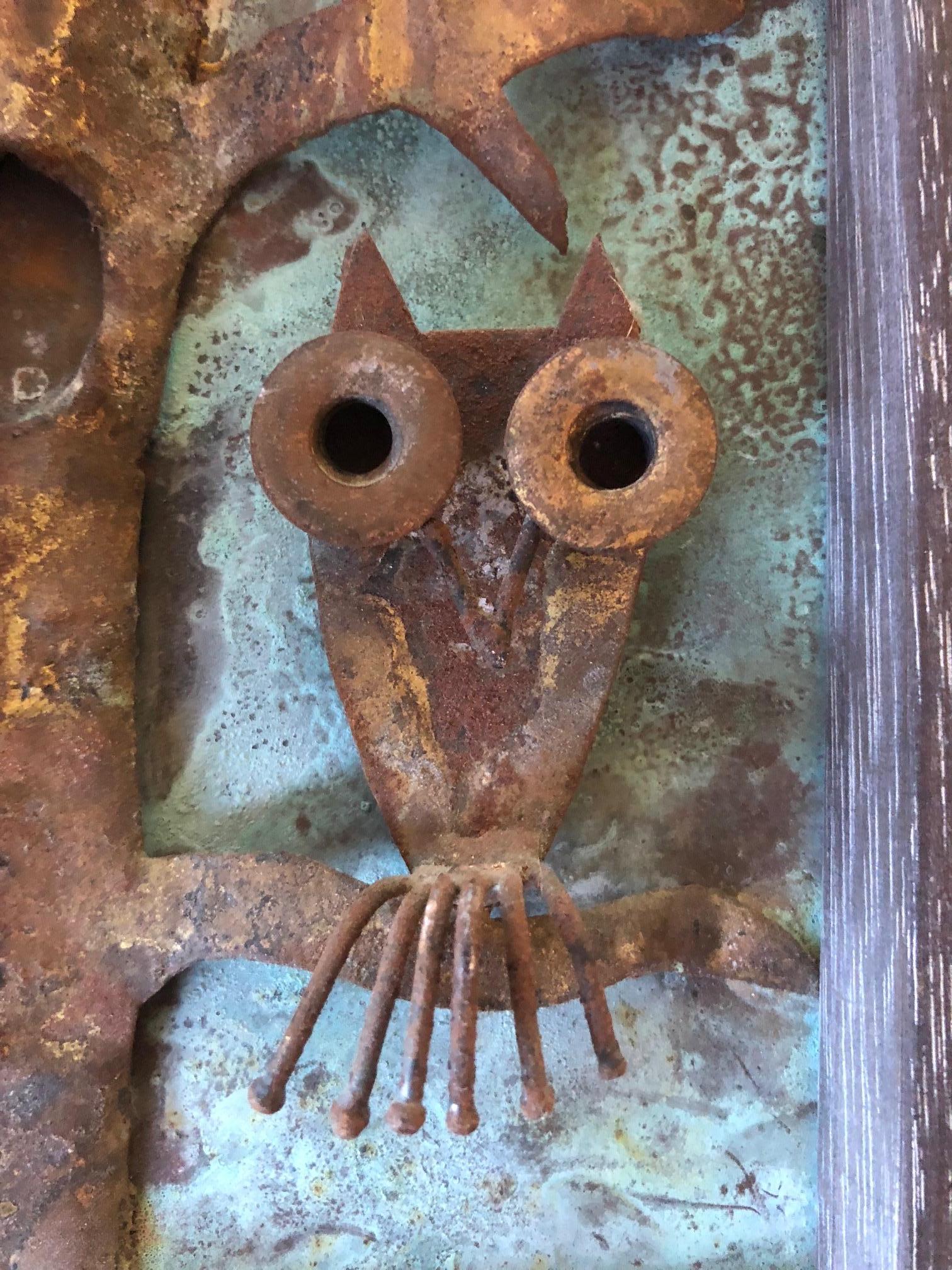 Mid-Century Modern Midcentury Brass and Bronze Owl Art