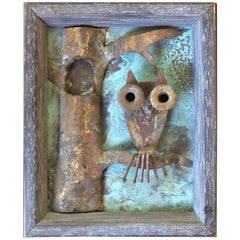 Midcentury Brass and Bronze Owl Art