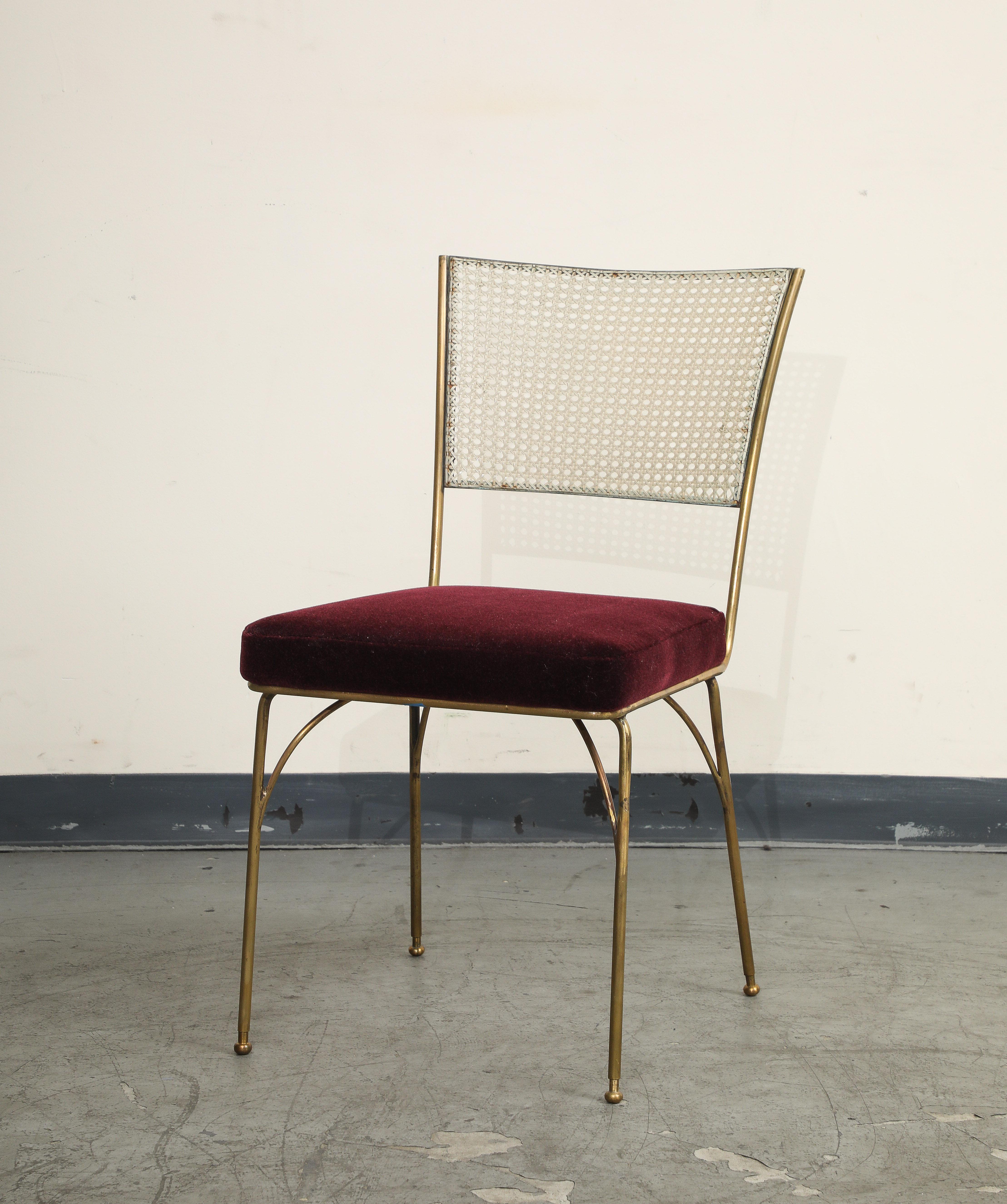 Mid-Century Modern Midcentury Brass and Cane Chair by Acácio Gil Borsoi For Sale