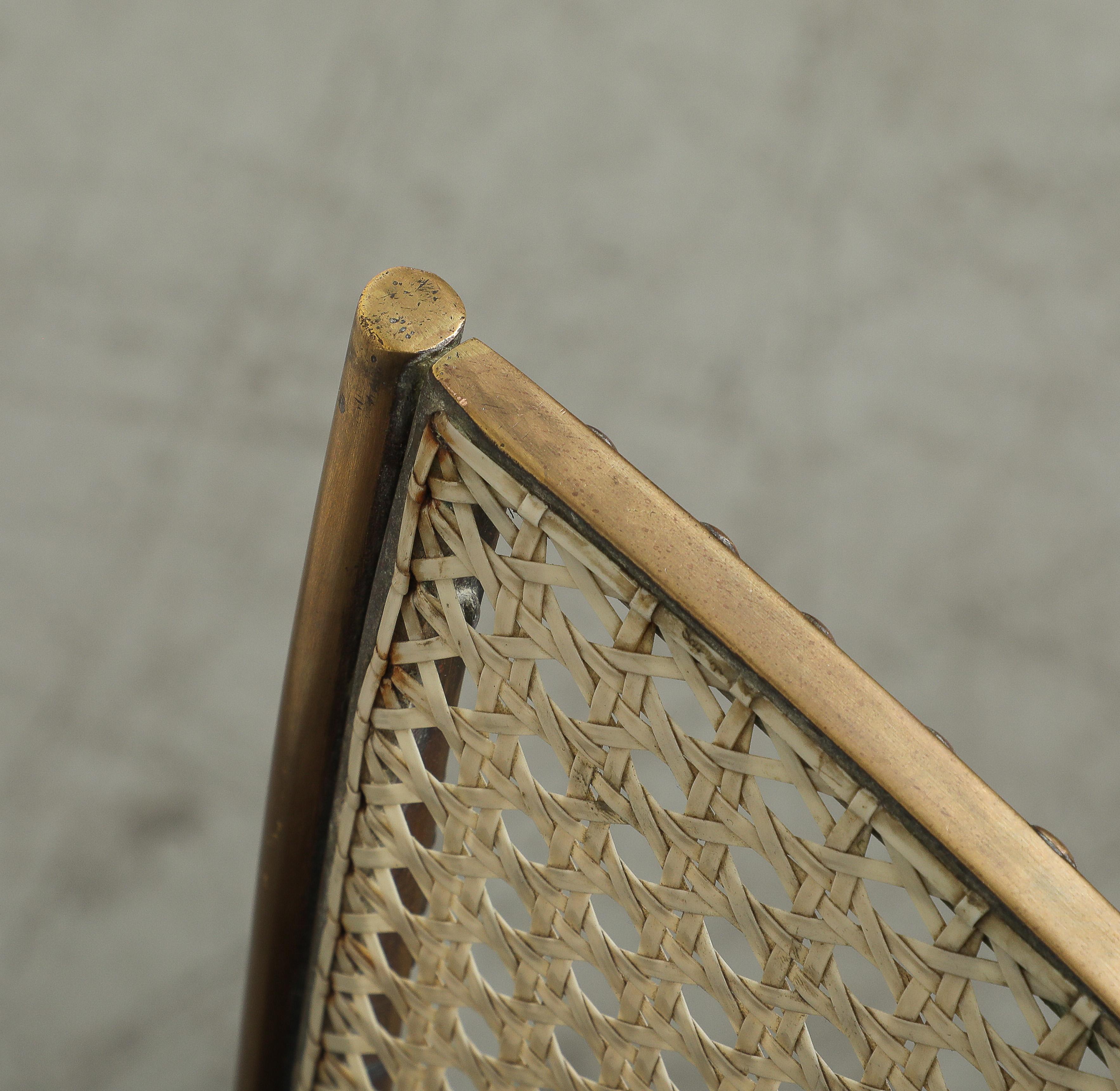 Midcentury Brass and Cane Chair by Acácio Gil Borsoi In Good Condition For Sale In Chicago, IL