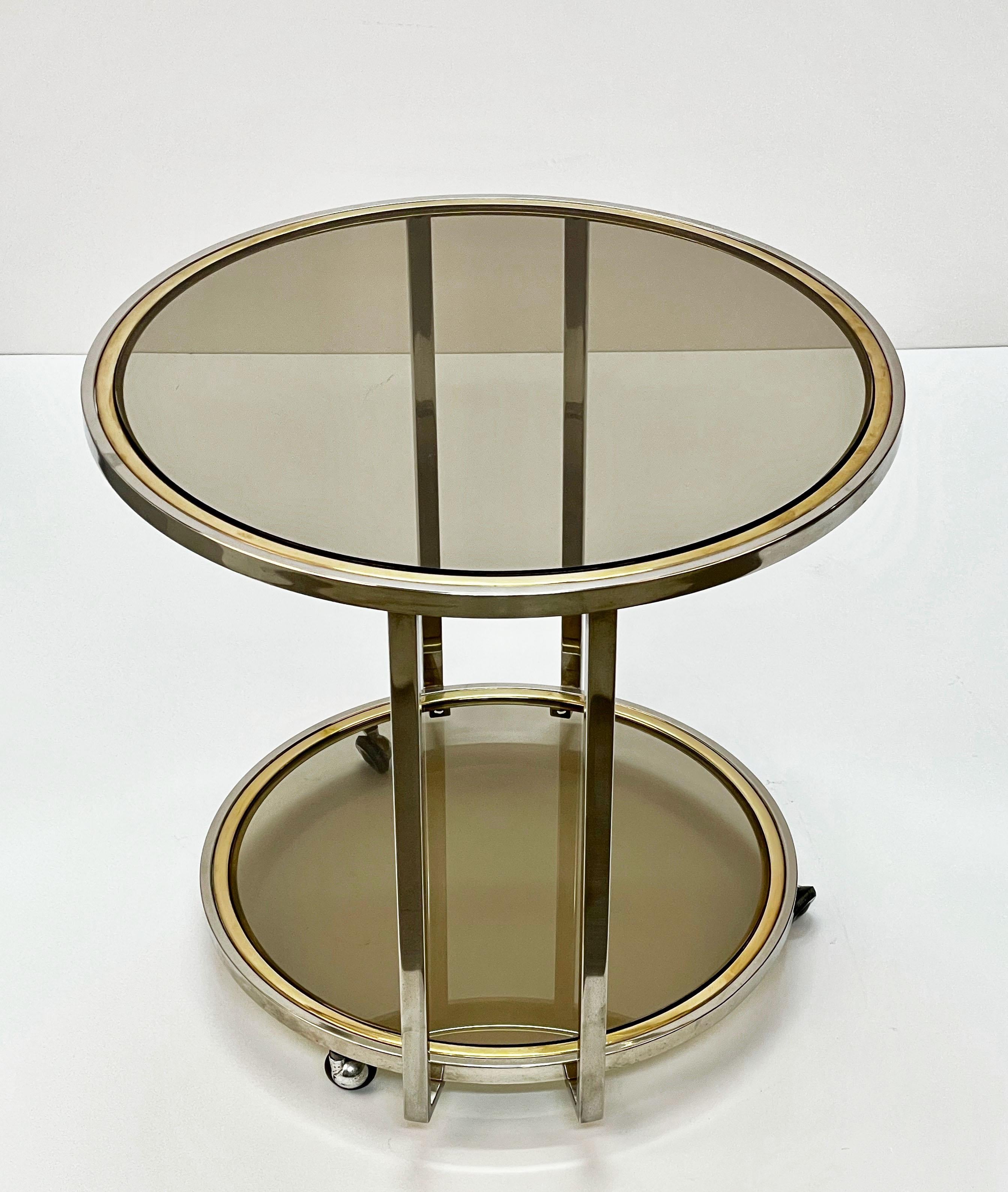 Midcentury Brass and Chrome and Glass Italian Coffee Table after Romeo Rega 1970 For Sale 7