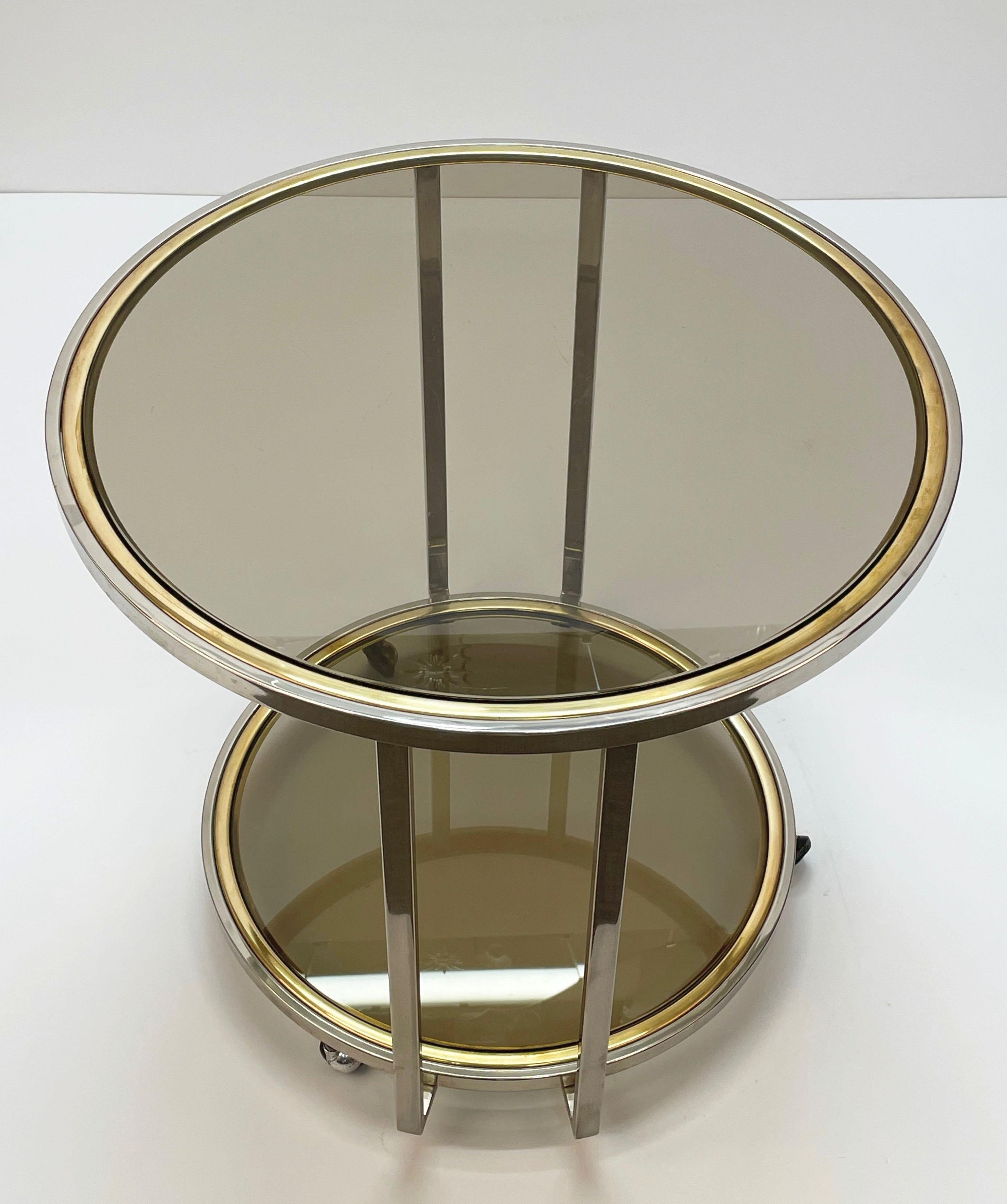 Midcentury Brass and Chrome and Glass Italian Coffee Table after Romeo Rega 1970 For Sale 8