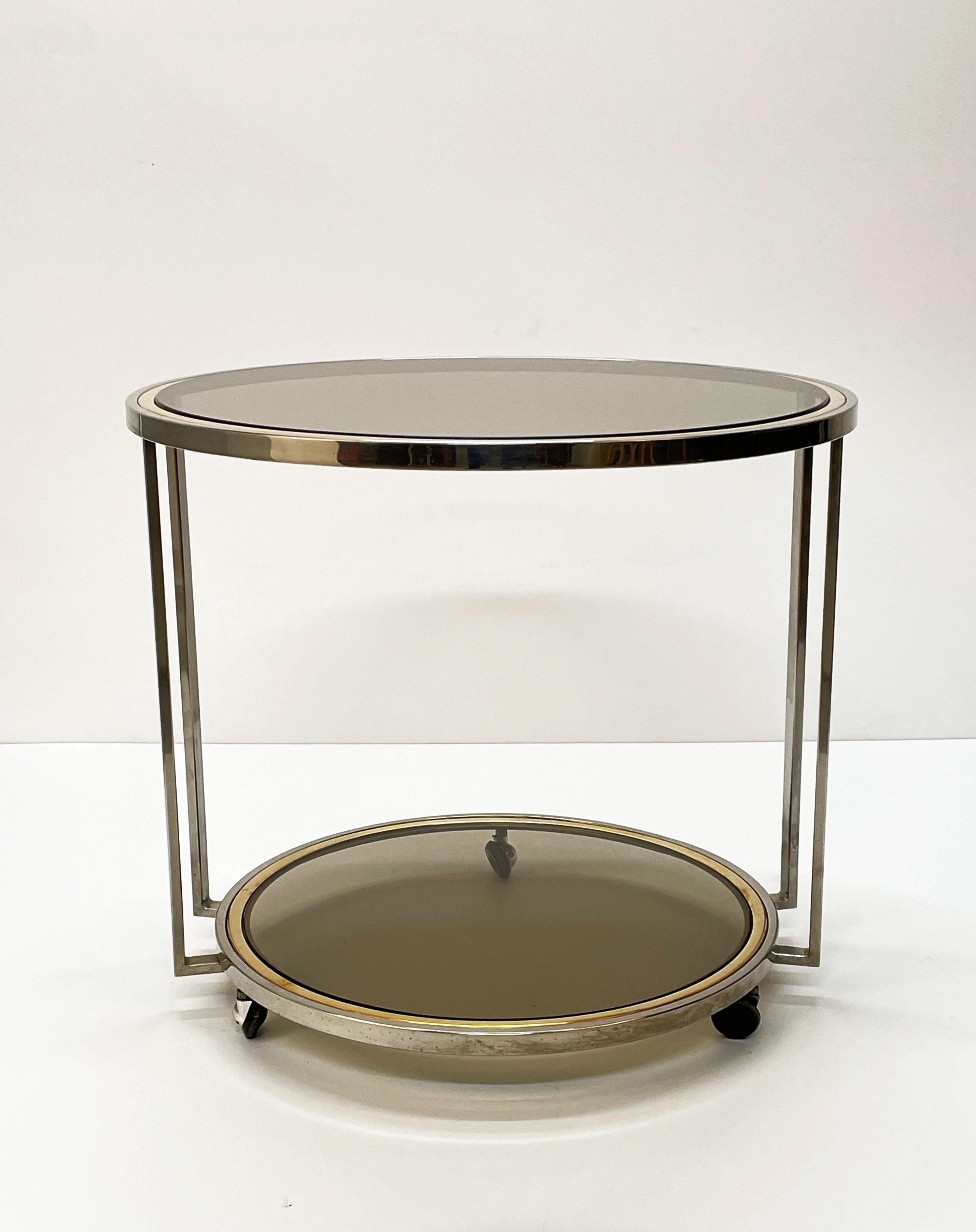 Midcentury Brass and Chrome and Glass Italian Coffee Table after Romeo Rega 1970 For Sale 4
