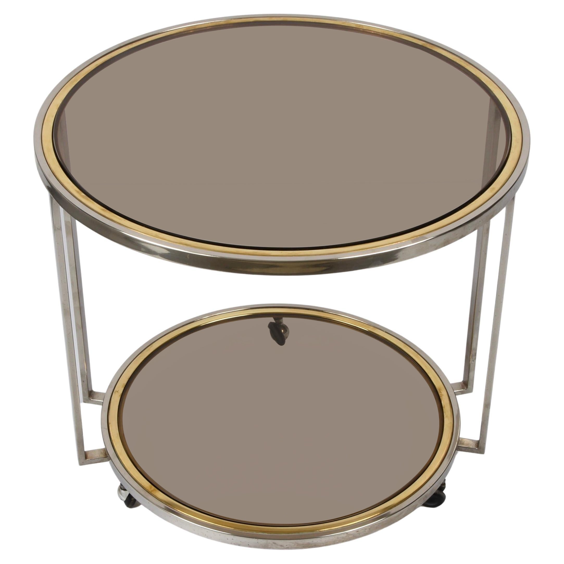 Midcentury Brass and Chrome and Glass Italian Coffee Table after Romeo Rega 1970