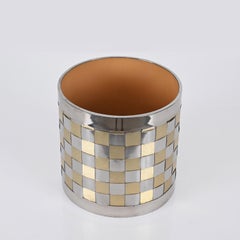 Cachepot italiano di metà secolo in ottone e cromo, Willy Rizzo, Italia, anni '70