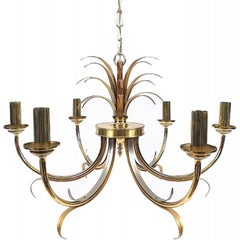 Midcentury Brass and Chrome Maison Jansen Pineapple Chandelier