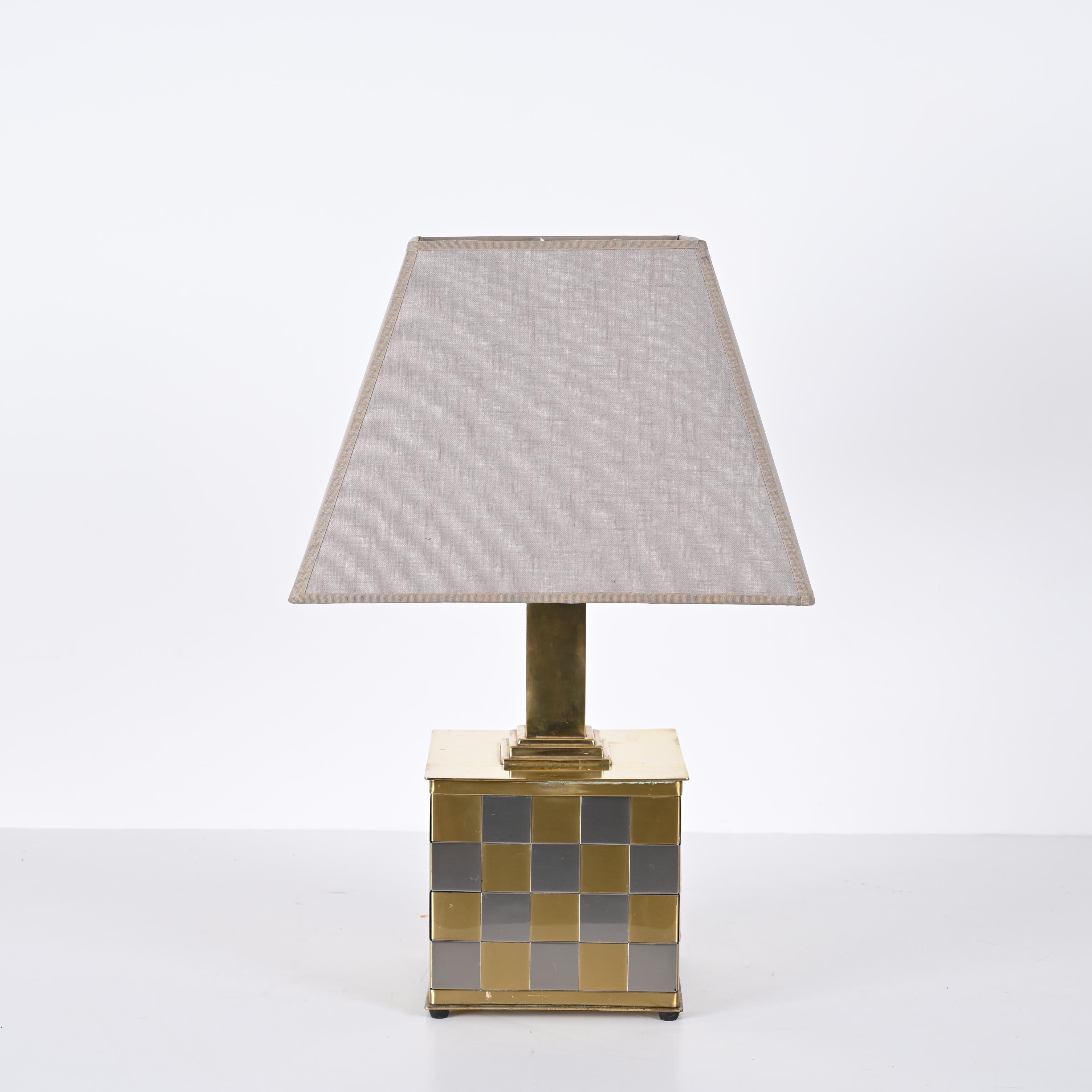 Lampe de table en laiton et chrome du milieu du siècle, Willy Rizzo, Italie 1970 3