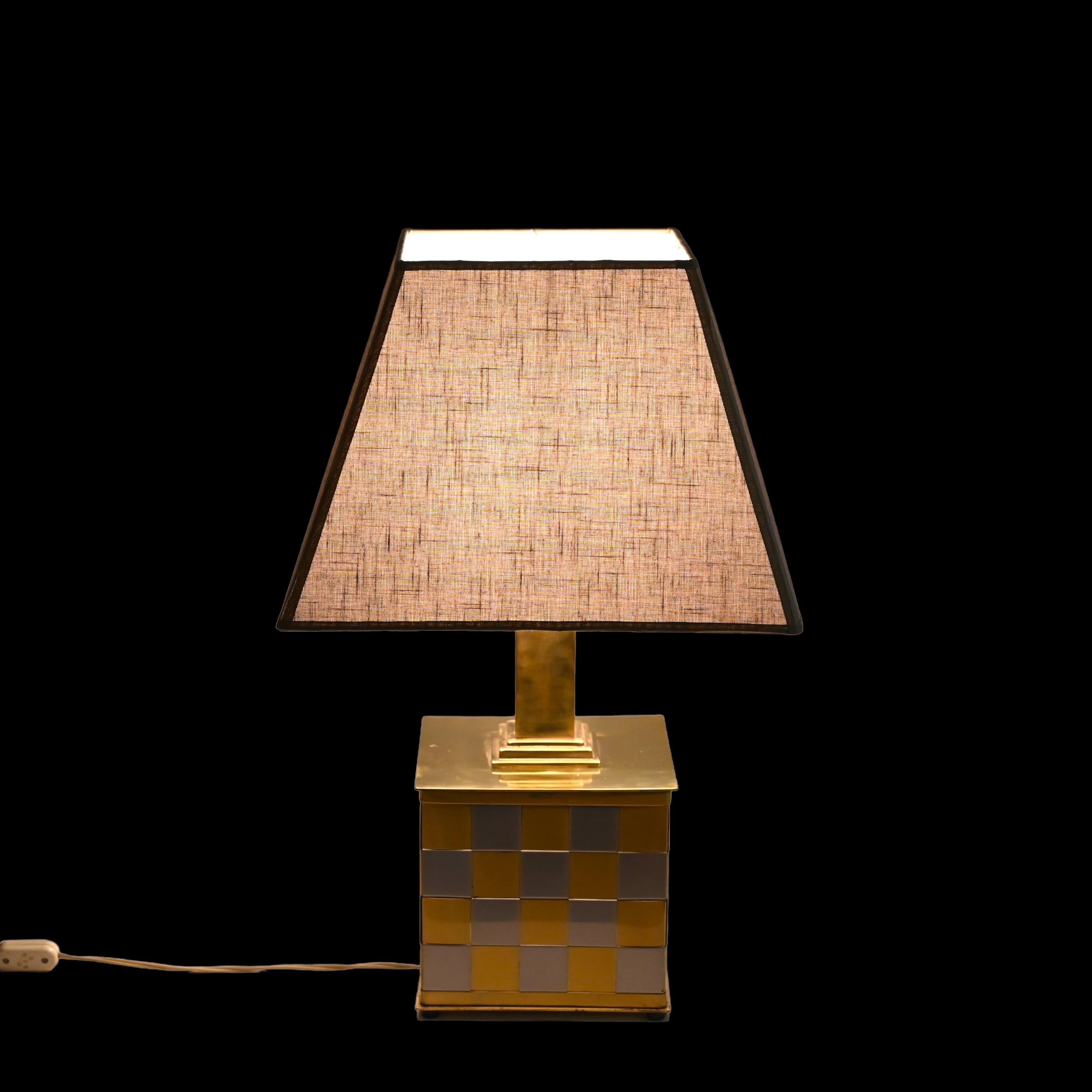 Midcentury Brass and Chrome Table Lamp, Willy Rizzo, Italy 1970s For Sale 5