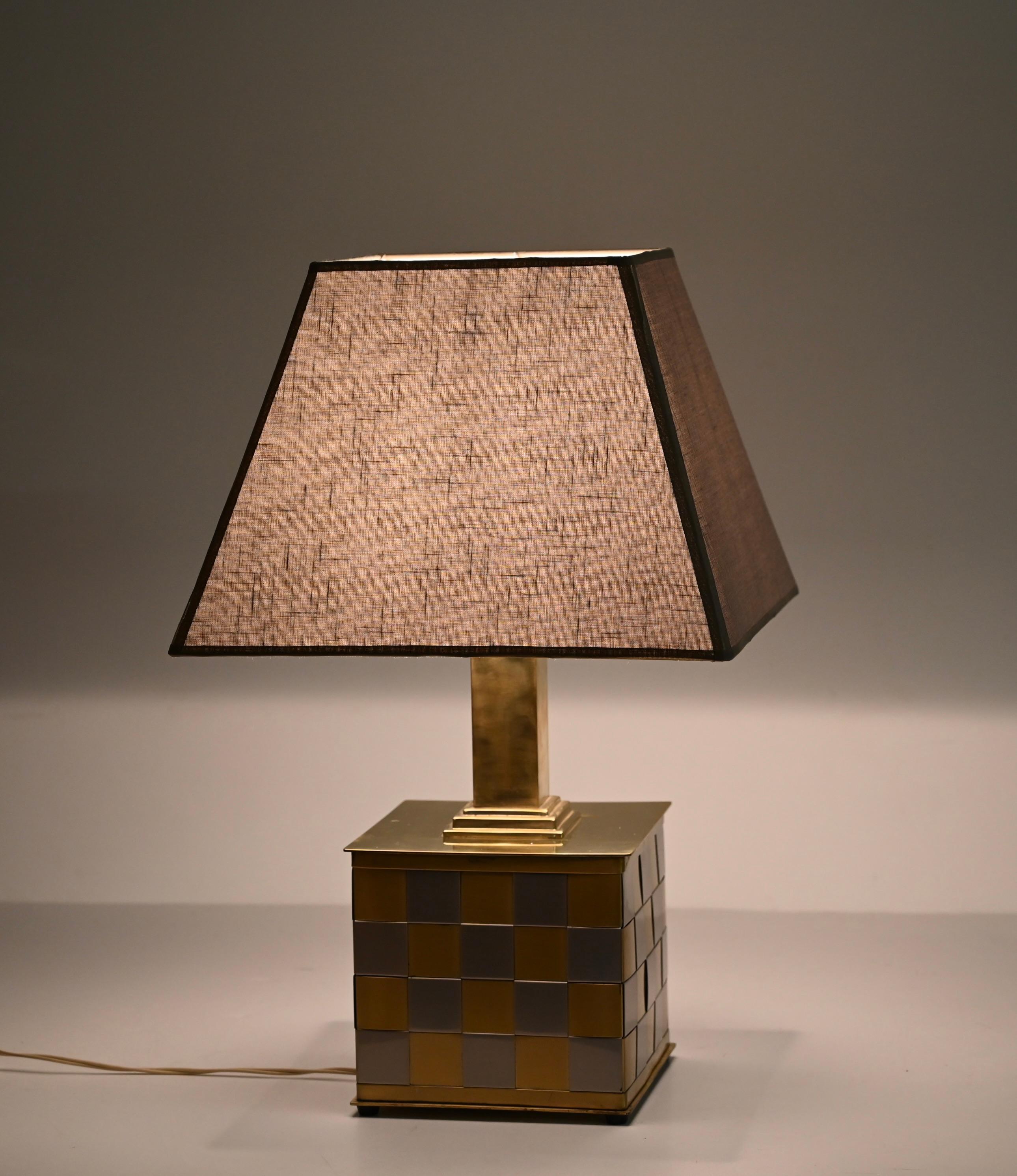 Midcentury Brass and Chrome Table Lamp, Willy Rizzo, Italy 1970s For Sale 8