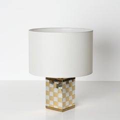 Lampada da tavolo in ottone e cromo del Medioevo, Willy Rizzo, Italia anni '70