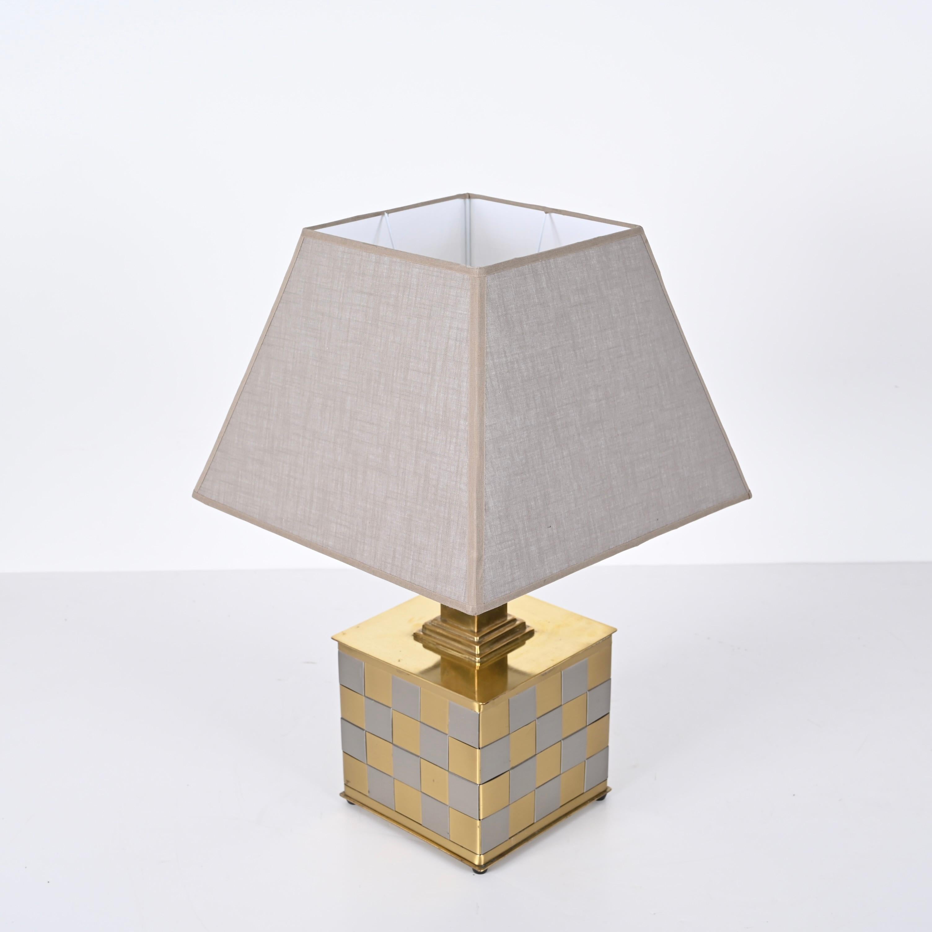 Midcentury Brass and Chrome Table Lamp, Willy Rizzo, Italy 1970s In Good Condition For Sale In Roma, IT
