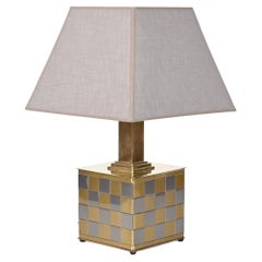 Midcentury Brass and Chrome Table Lamp, Willy Rizzo, Italy 1970s