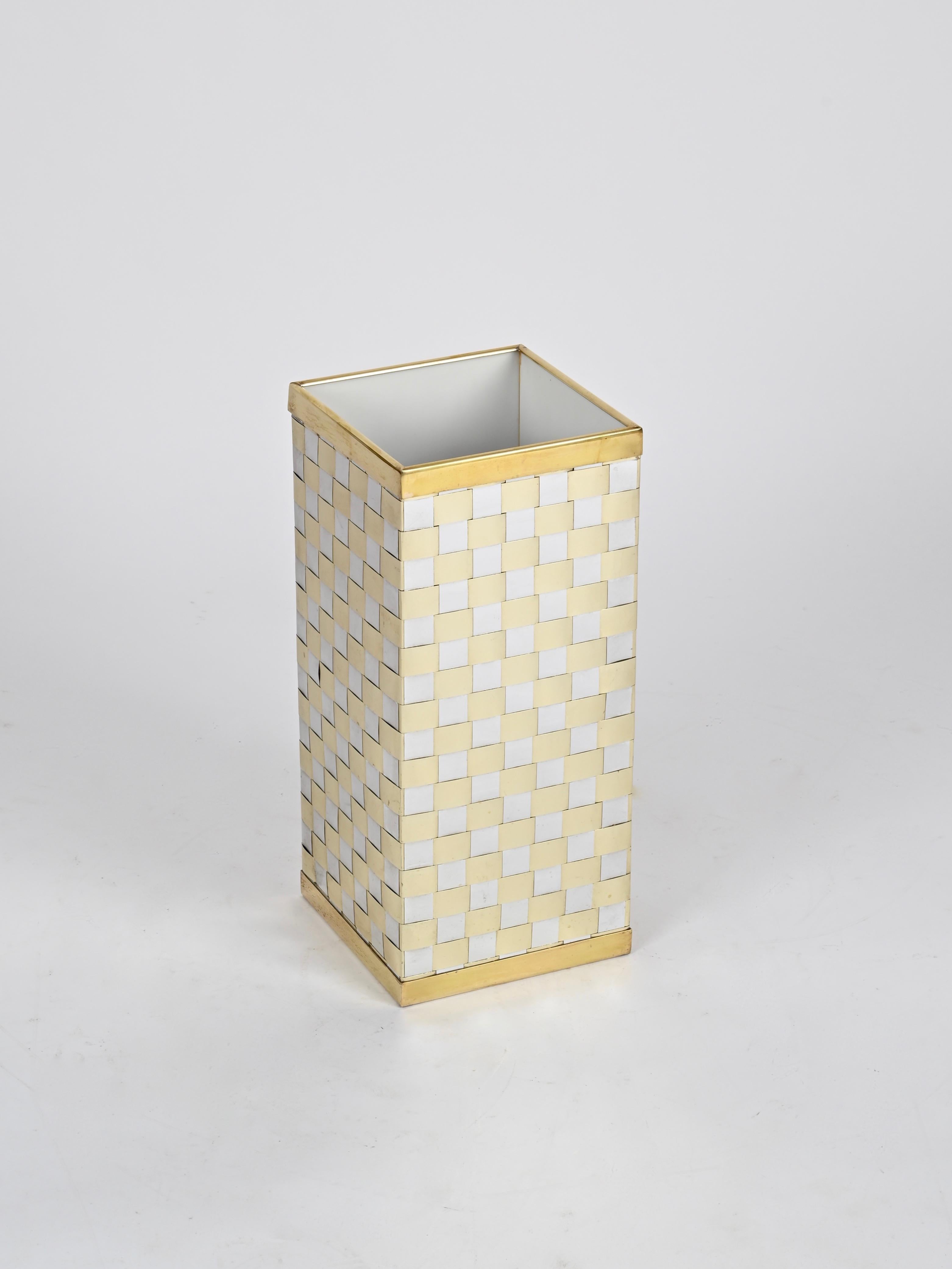 Late 20th Century Midcentury Brass and Chrome Umbrella Stand, Willy Rizzo, Italy, 1970s