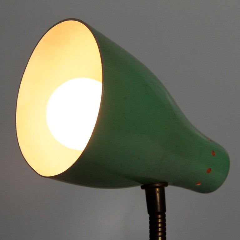 Midcentury Brass and Colored Shade Italian Table Lamp, 1950s For Sale 7